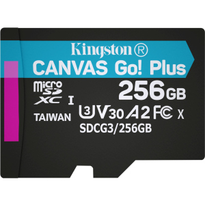 хорошая модель Kingston MicroSDXC 256GB Canvas Go! Plus Class 10 UHS-I U3 V30 A2 (SDCG3/256GBSP)