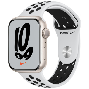 Смарт-часы Apple Watch Series 7 Nike GPS 45mm Starlight Aluminium Case with Pure Platinum/Black Nike Sport Band (MKNA3UL/A) надежный