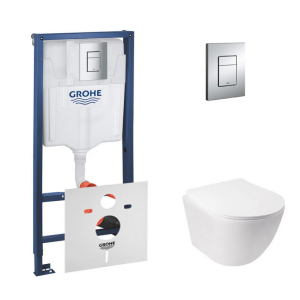 Набор инсталляция 4 в 1 Grohe Rapid SL 38772001 + унитаз с сиденьем Qtap Jay QT07335176W ТОП в Днепре