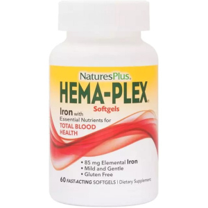 Комплекс с железом Hema-Plex, Iron, Nature's Plus, 60 Мягких Желатиновых Капсул (097467376915) лучшая модель в Днепре