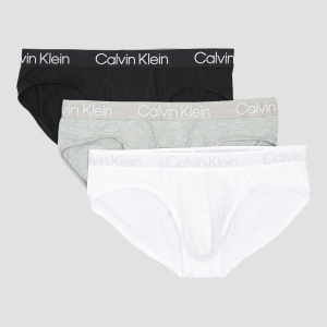 Труси-сліп Calvin Klein Underwear Hip Brief NB2969A-UW5 M 3 шт White/Black/Grey Heather (8719854639091) ТОП в Дніпрі