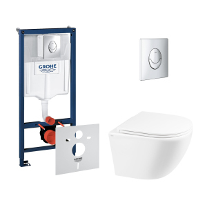 Набор инсталляция 4 в 1 Grohe Rapid SL 38721001 + унитаз с сиденьем Qtap Robin QT1333046ENRW (38721001QT1333046ENRW) ТОП в Днепре