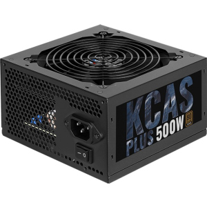 Блок живлення Aerocool 500W KCAS 500 Plus, 120 мм, 20+4pin, 1x4+4pin, SATA x 7, Molex 4x4pin, 2x6+2pi