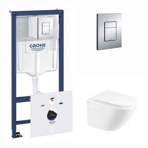 Набор инсталляция 5 в 1 Grohe Rapid SL 38827000 + унитаз с сиденьем Qtap Robin QT1333046ENRW ТОП в Днепре