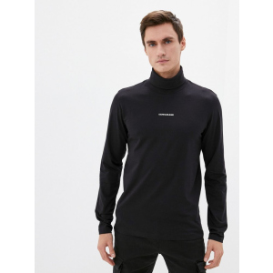 Водолазка Calvin Klein Jeans L/S Micro Branding Roll Neck J30J318469-BEH L Черная (8719854072706) лучшая модель в Днепре