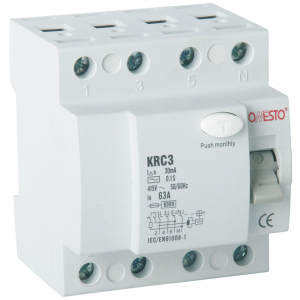 Диференціальне реле ONESTO 3п+N 25А RCD 30mA тип AC (KRC3) (6990150204110) в Дніпрі