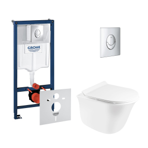 Набір інсталяція 4 в 1 Grohe Rapid SL 38721001 + унітаз з сидінням Qtap Virgo QT1833051ERW краща модель в Дніпрі