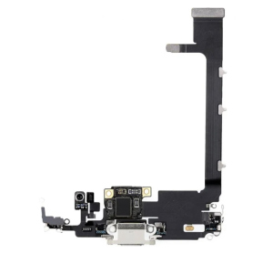 Шлейф для iPhone 11 Pro Max, с разъемом зарядки, с микрофоном, белый, Matte Silver High Copy рейтинг