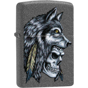 Зажигалка Zippo 211 Wolf Skull Feather Design Серая (Zippo 29863) ТОП в Днепре