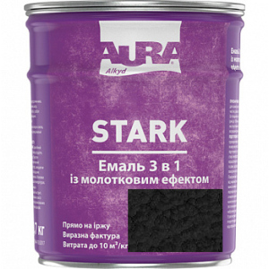 Молотковая эмаль Aura® Stark 3 в 1 черный №90 глянец 2.2 кг ТОП в Днепре