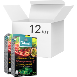 Упаковка чаю чорного пакетованого Dilmah Маракуйя та гранат 12 шт по 20 пакетиків (19312631142201)