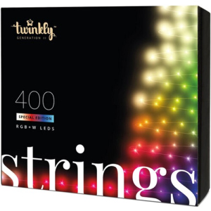 Світлодіодна Smart LED гірлянда Twinkly Strings RGBW 400, BT+WiFi, Gen II, IP44, чорний кабель (TWS400SPP-BEU)