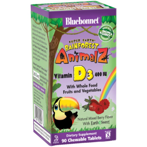 Вітаміни Bluebonnet Nutrition Rainforest Animalz Вітамін D3 400IU Ягоди 90 жувальних таблеток (743715001947) рейтинг