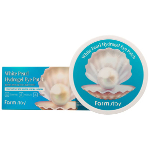 Гідрогелеві патчі для очей FarmStay White Pearl Hydrogel Eye Patch Освітлювальні з перлами 60 шт 90 г (8809460461169) в Дніпрі