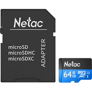 Netac P500 Standard microSDXC 64GB Class 10 UHS-I U1 + SD адаптер (NT02P500STN-064G-R) в Днепре