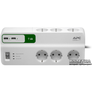 Мережевий фільтр APC Essential SurgeArrest 6 outlets + 2 USB (PM6U-RS) ТОП в Дніпрі