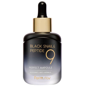 Сироватка для обличчя FarmStay Black Snail &amp; Peptide 9 Perfect Ampoule Омолоджувальна з чорним равликом та пептидами 35 мл (8809639172292) ТОП в Дніпрі