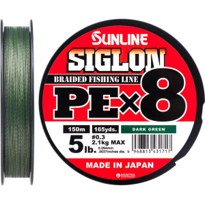 Шнур Sunline Siglon PE х8 150 м # 0.3/0.094 мм 2.1 кг Темно-зелений (16580972) ТОП в Дніпрі