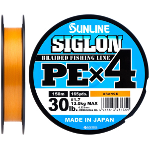 Шнур Sunline Siglon PE х4 150 м # 1.7/0.223 мм 13 кг Помаранчевий (16580935) рейтинг