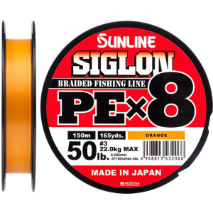 Шнур Sunline Siglon PE х8 150 м # 3.0/0.296 мм 22 кг Помаранчевий (16580995) краща модель в Дніпрі