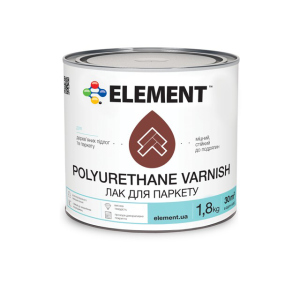 хорошая модель Полуматовый паркетный лак Polyurethane Varnish "ELEMENT" 1.8 кг