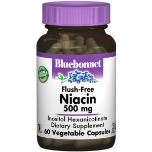 Вітаміни Bluebonnet Nutrition Ніацин без інфузату (В3) 500 мг 60 гелевих капсул (743715004627) краща модель в Дніпрі