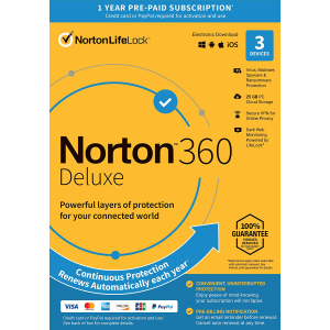 Антивирус Norton 360 Deluxe 25GB для 3 ПК на 1 год ESD-электронный ключ в конверте (21409592) ТОП в Днепре