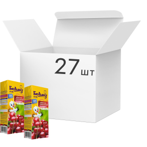 Упаковка соку Беллакт Яблучно-вишневий 200 мл х 27 шт (4814716000731) в Дніпрі