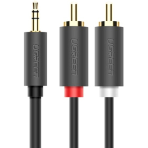 Інсертний кабель Ugreen AV102 3.5 мм to 2RCA Audio Cable 1 м Gray (904019621) краща модель в Дніпрі