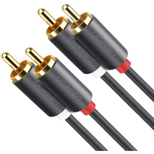 Инсертный кабель Ugreen AV104 2RCA to 2RCA Audio Cable 1 м Black (90401971) лучшая модель в Днепре