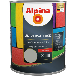 Емаль Alpina Universallack Глянцева 0.75 л Сіра (948103734) краща модель в Дніпрі