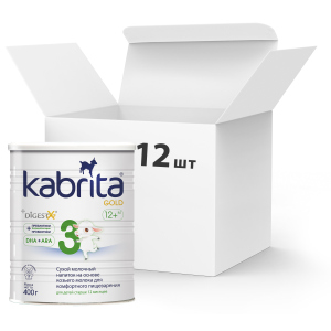 хороша модель Упаковка сухого молочного напою Kabrita 3 Gold для комфортного травлення на основі козячого молока (для дітей віком від 12 місяців) 12 х 400 г (8716677007427)