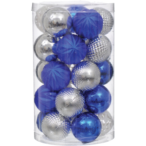Набор елочных шаров Jumi 6 см 25 шт Сине-серебристый (5900410400221)