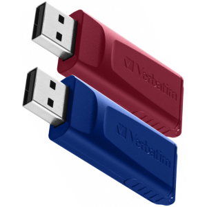 хороша модель Комплект 2 в 1 Verbatim Store'n'Go Slider USB Drive 2X USB 2.0 32GB Red/Blue (49327)