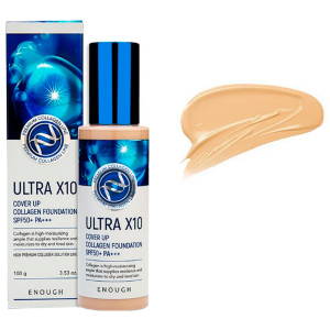 купить Тональный крем для лица Enough Коллаген Ultra X10 Cover Up Collagen Foundation SPF50+ PA+++ 21 100 мл (880960871006)