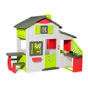 Будинок для друзів Smoby Toys з літньою кухнею дверним дзвінком та столиком 217х155х172 см (810202) надійний