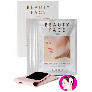 Набор для подтяжки контура лица Rubelli бандаж+тканевая маска Beauty Face 2-Step Chin&Cheek Care Mask Pack 1 шт + 7 шт x 20 мл (8809518823475)