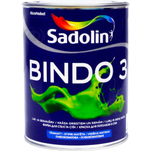 Краска Sadolin Bindo 3 - глубокоматовая латексная краска для стен и потолка, белая, BW, 1 л (5078161) ТОП в Днепре