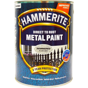 Краска Hammerite Metal Paint Hammered - глянцевая алкидная краска по металлу, защитная, черная, 5 л (5126349) надежный