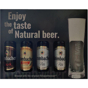 хорошая модель Подарочный набор пива Krombacher Pils 4.8% 2 шт х 0.33 л + Krombacher Weizen 5.3% 1 шт х 0.33 л + Krombacher Dark 4.7% 1 шт х 0.33 л + бокал 0.33 л (4008287038033)