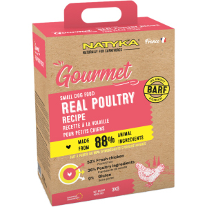 Напіввологий корм для дорослих собак дрібних порід з птахом Natyka Gourmet Adult Real Poultry 3 кг (5430001795073)