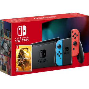 Nintendo Switch Neon Blue-Red (Upgraded version) + Гра Mortal Kombat 11 (російська версія) краща модель в Дніпрі