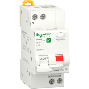 Диференціальний автоматичний вимикач Schneider Electric RESI9 16 А, 30 мА, 1P+N, 6кA, крива С, тип А ТОП в Дніпрі