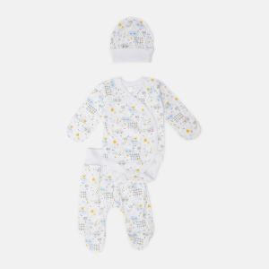 Комплект (боді+повзунки+чепчик) Garden Baby 40194-02 62 см Хмари блакитні (4824019402220) в Дніпрі