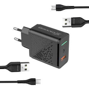 Зарядний пристрій Grand-X Fast Charge 5-в-1 QC3.0, AFC, SCP, FCP, VOOC 22.5W + microUSB + TypeC (CH-850MT) в Дніпрі