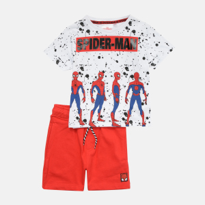 Комплект (футболка + шорти) Disney Spiderman UE1057 98 см Білий (3609084858100) краща модель в Дніпрі