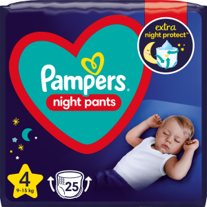 Підгузки-трусики нічні Pampers Night Pants Розмір 4 (9-15 кг) 25 шт (8006540234709) краща модель в Дніпрі