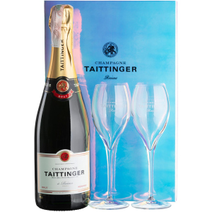 Шампанське Taittinger Brut Reserve біле брют 0.75 л 12.5% ​​у подарунковій упаковці + 2 келихи (3016570061287) в Дніпрі