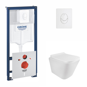 Набор инсталляция 4 в 1 Grohe Rapid SL 38722001 + унитаз с сиденьем Qtap Tern QT1733052ERW лучшая модель в Днепре