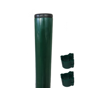 Столб заборный Техна Эко металлический круглый с полимерным покрытием и креплениями 1500 мм D=45 мм Зеленый (RAL6005 PTE-04) ТОП в Днепре